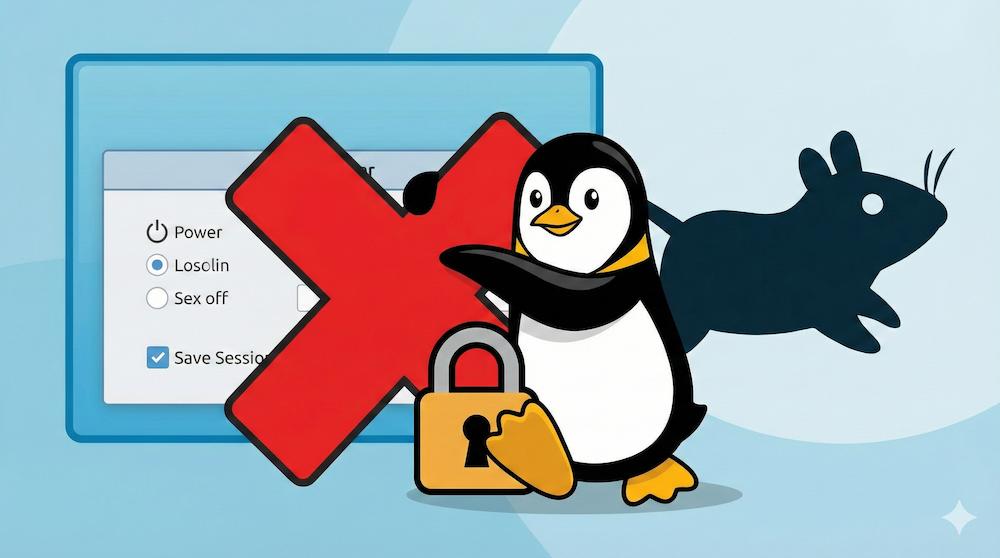 Pardus XFCE oturum kaydetme ve güç seçeneklerini devre dışı bırakma görseli.