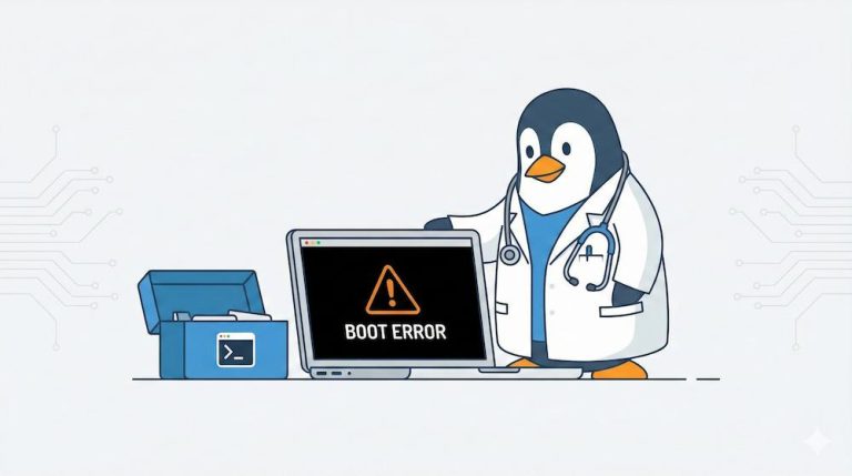 Pardus siyah ekran ve açılış sorunları çözümü için doktor penguen illüstrasyonu.